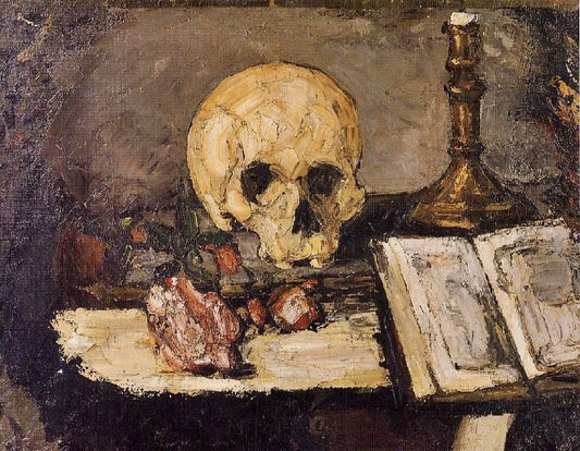 Still Life With Skull And Candlestick by Paul Cézanne