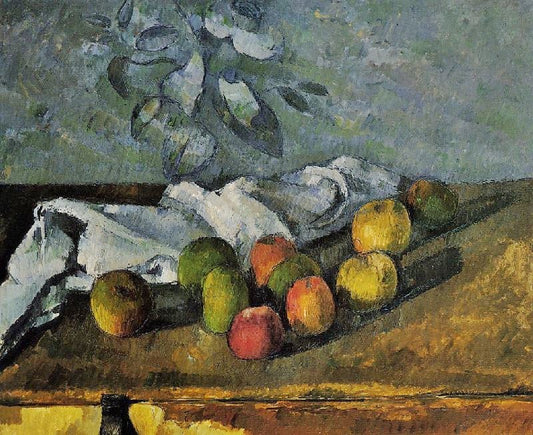 Apples And Napkin by Paul Cézanne