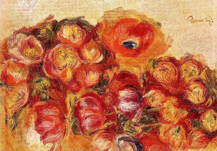 Study Of Flowers, Anemones And Tulips by Pierre Auguste Renoir
