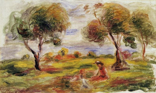 Landscape With Figures At Cagnes by Pierre Auguste Renoir