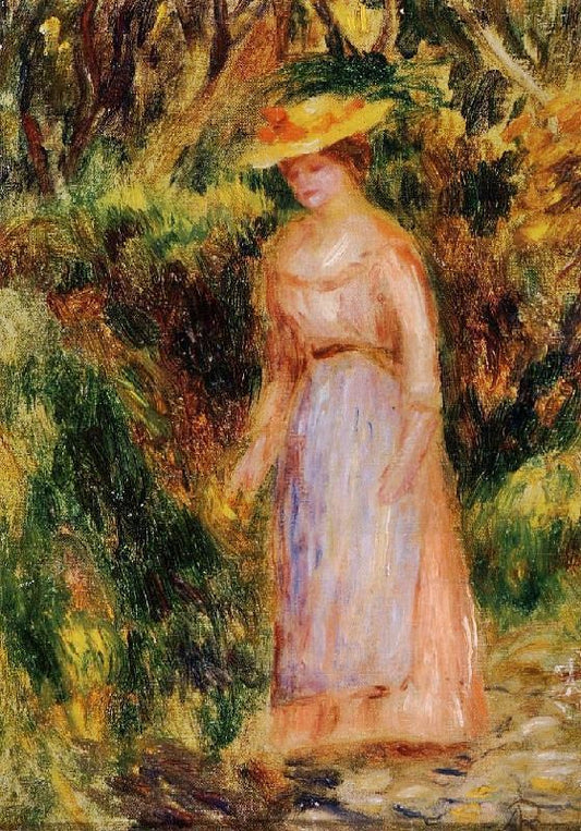 Young Woman Taking A Walk by Pierre Auguste Renoir