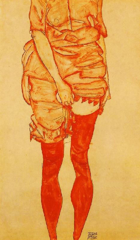 Standing Woman In Red by Egon Schiele