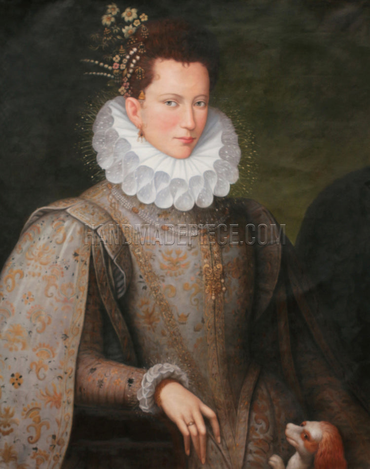 Portrait Of A Lady Of The Court With Dog by Lavinia Fontana
