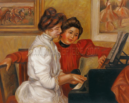 Yvonne And Christine Lerolle At The Piano by Pierre Auguste Renoir