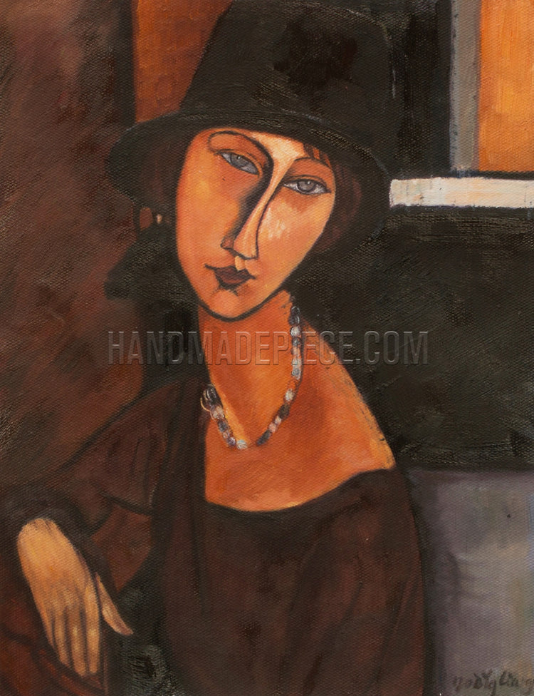 Jeanne Hebuterne With Hat And Necklace by Amedeo Modigliani