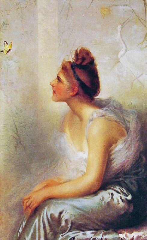Beauty And The Butterfly by Vittorio Matteo Corcos