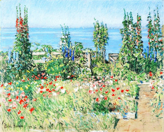 Hollyhocks, Isle Of Shoals by Childe Hassam