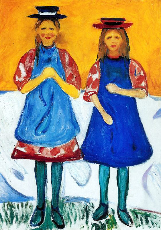 Two Girls With Blue Aprons by Edvard Munch