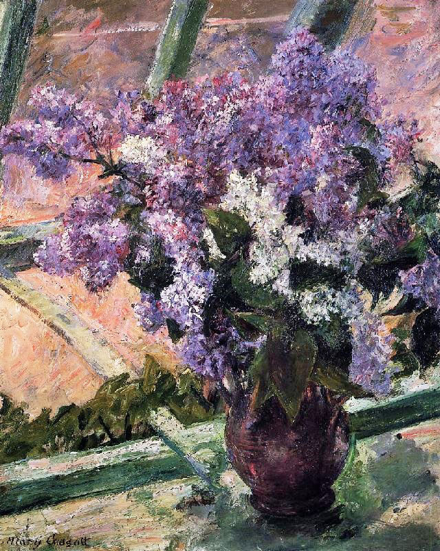 Lilacs In A Window by Mary Cassatt
