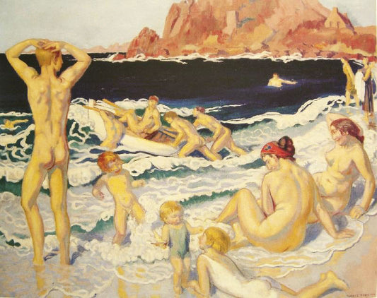 Plage Au Canot Et À L’Homme Nu by Maurice Denis