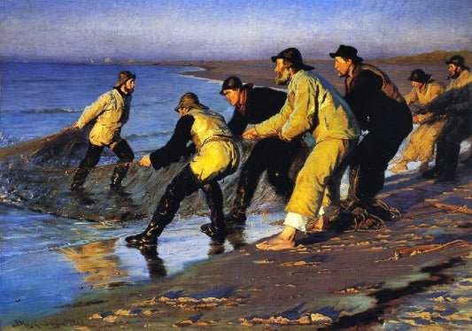 Fishermen Hauling The Net On Skagen’S North Beach by Peder Severin Kroyer