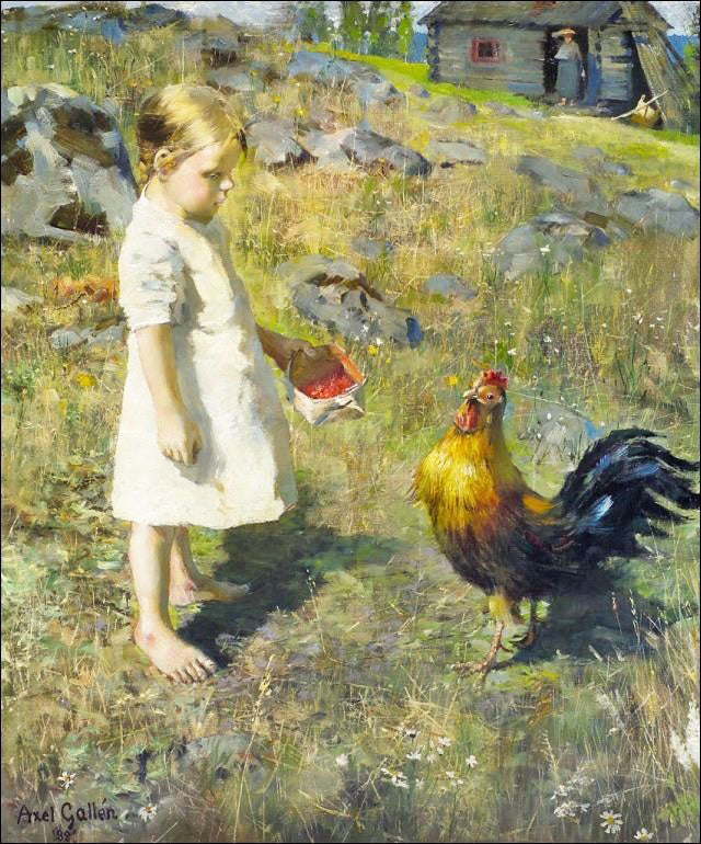 The Girl And The Rooster by Akseli Gallen-Kallela