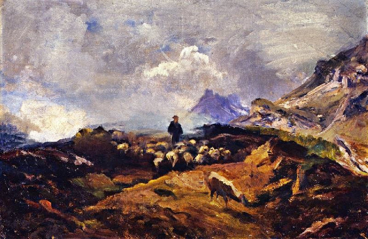 Alpine Landscape With Flock Of Sheep by Franz Marc