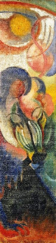Middle Part Of A Three-Part Firescreen With Landscape And Animal Like Elements by Franz Marc