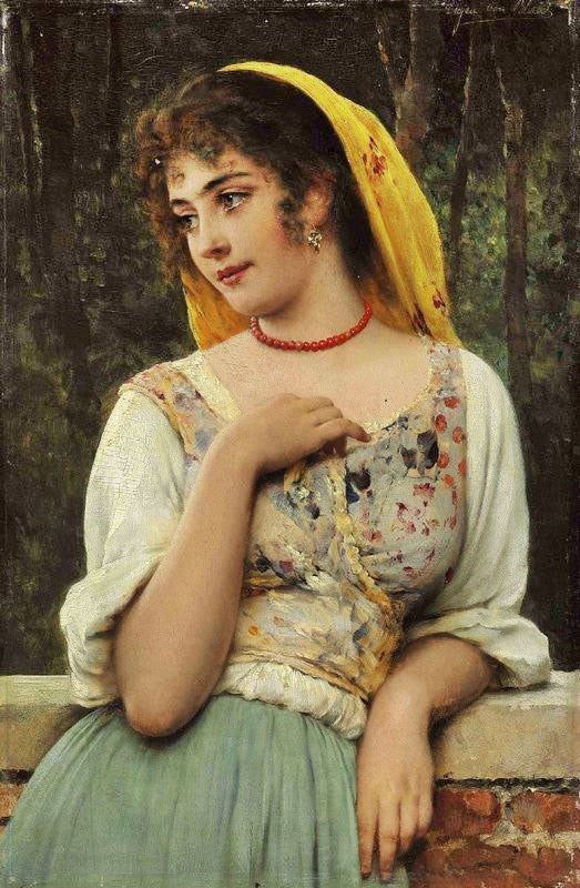 A Pensive Beauty by Eugene de Blaas