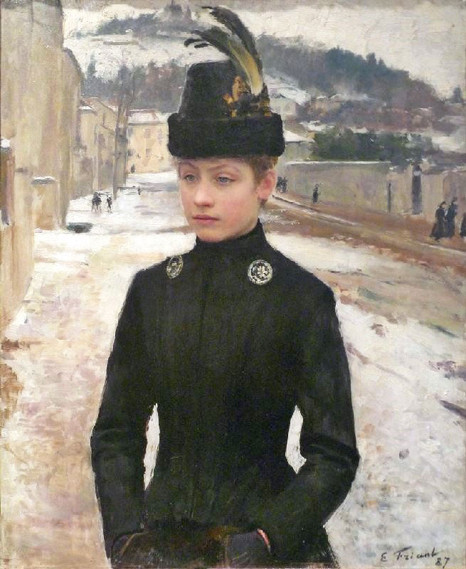 Young Woman Of Nancy In A Winter Landscape by Émile Friant