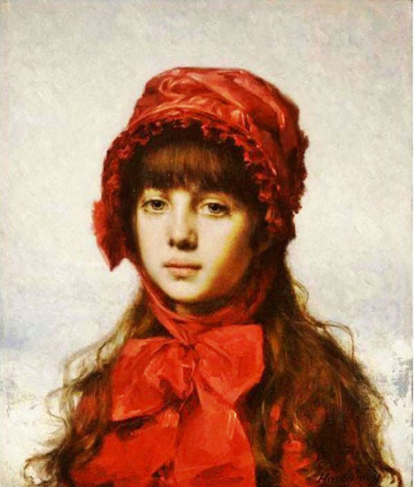 The Red Bonnet by Alexei Harlamoff
