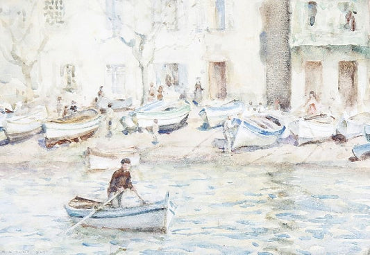 Boats At Cassis by Henry Scott Tuke