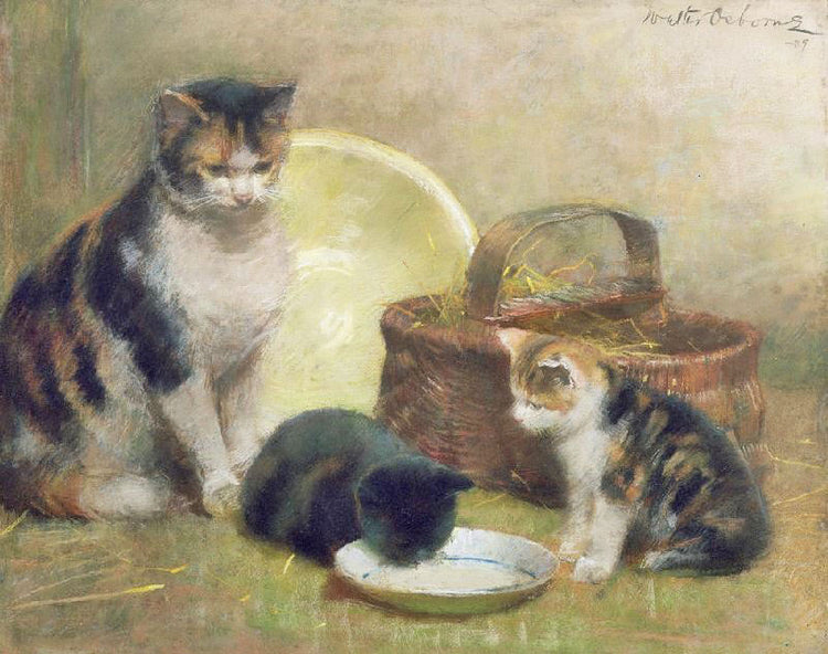 Cat And Kittens by Walter Frederick Osborne
