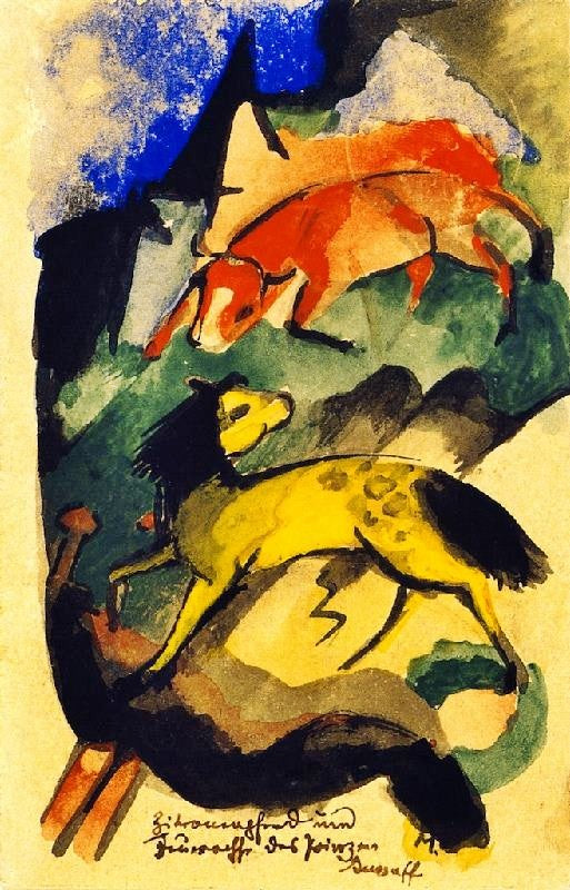 Prince Jussuff’S Lemon Horse And Fire Ox by Franz Marc