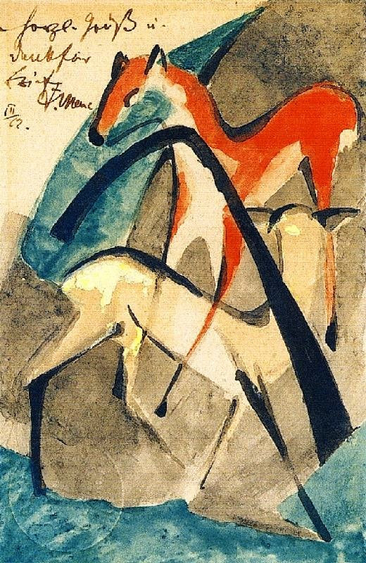 Red And Yellow Deer by Franz Marc