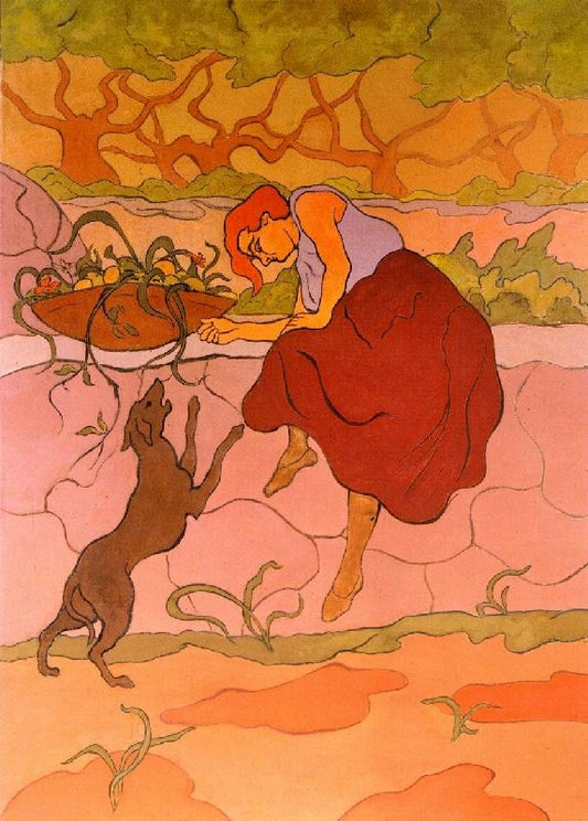 Woman With Jumping Dog by Paul Ranson