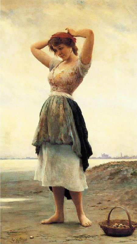 On The Beach by Eugene de Blaas