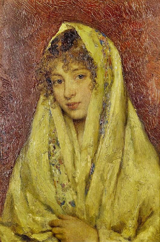 Girl In A Yellow Shawl by Eugene de Blaas