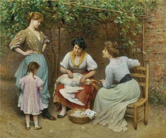 Goose Plucking by Eugene de Blaas