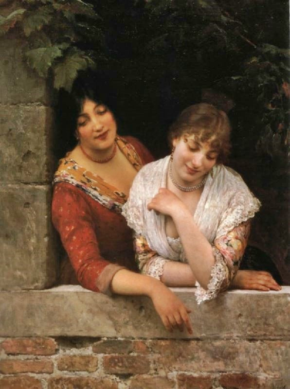 Young Venetian Ladies On The Balcony by Eugene de Blaas