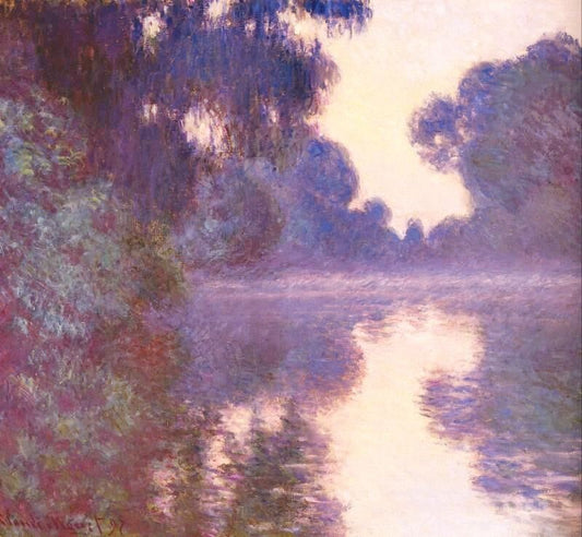 Misty Morning On The Seine Blue by Claude Oscar Monet