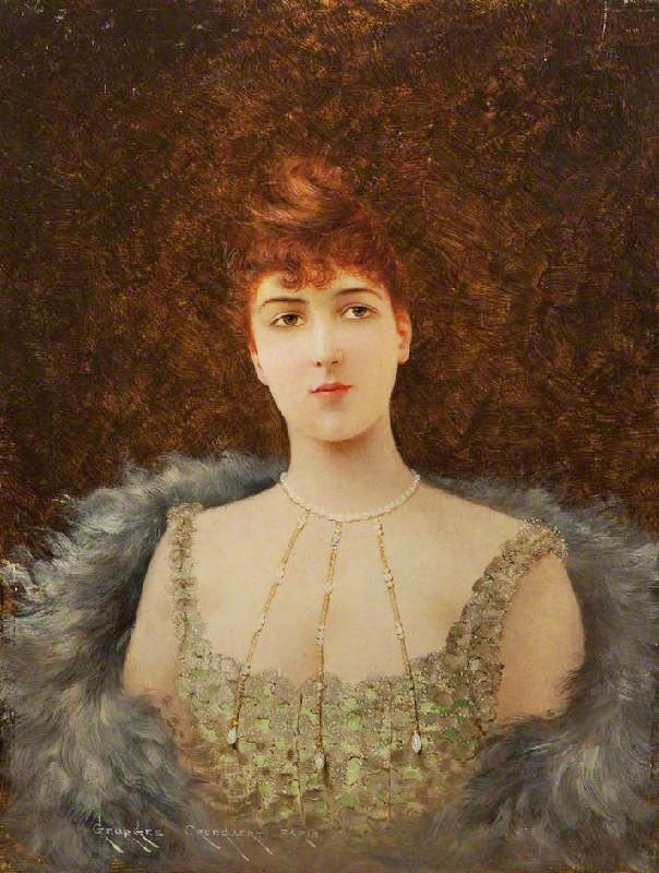 Portrait Of An Auburn-Haired Woman by Georges Croegaert