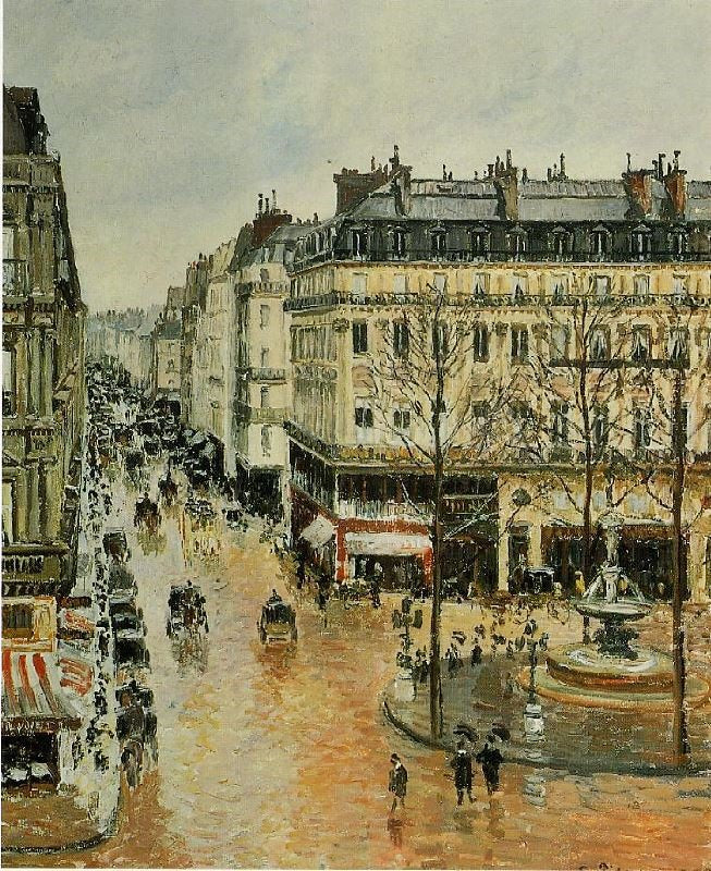 Rue Saint-Honore: Afternoon, Rain Effect by Camille Pissarro