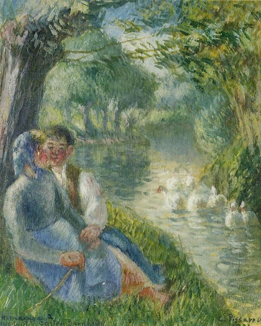 Lovers Seated At The Foot Of A Willow Tree by Camille Pissarro