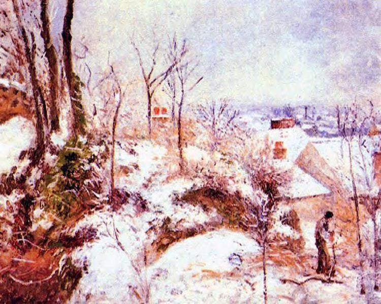 A Cottage In The Snow by Camille Pissarro