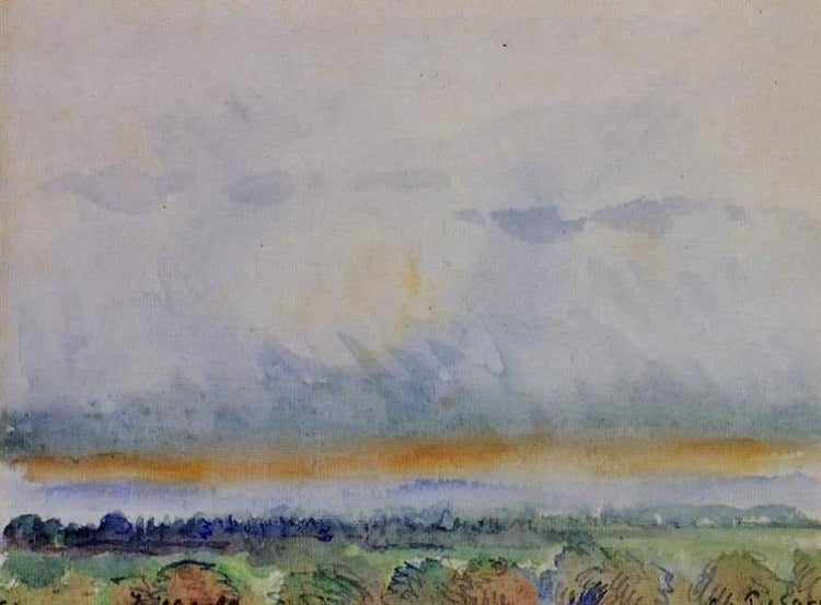 Eragny, Sunset by Camille Pissarro