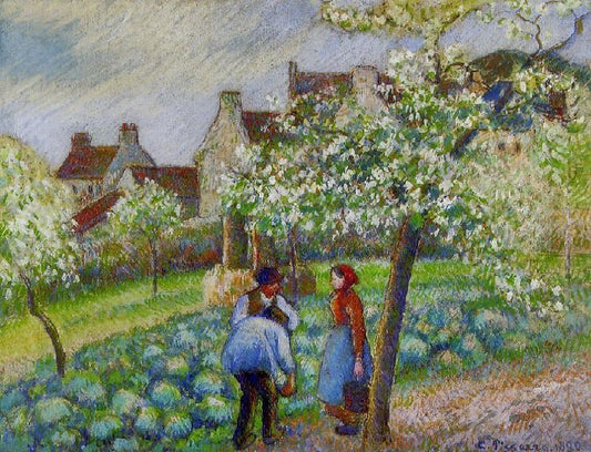 Flowering Plum Trees by Camille Pissarro