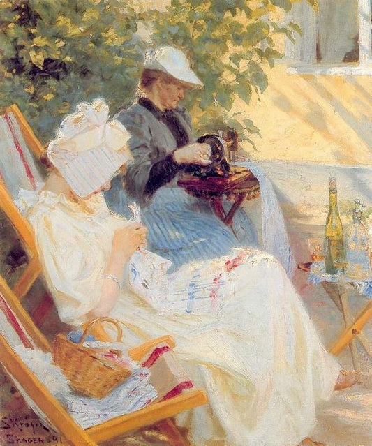 Marie And Her Mother In The Garden by Peder Severin Kroyer