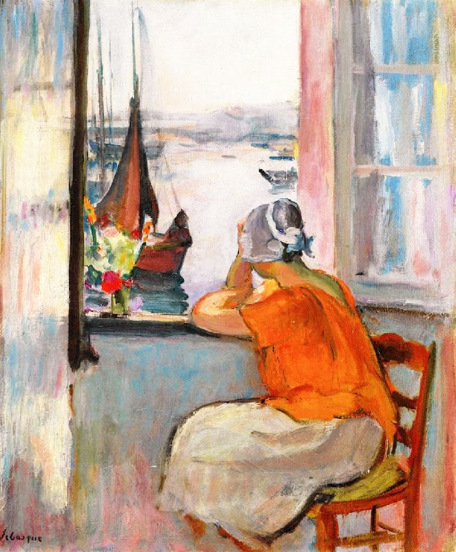 Jeuen Femme Devant La Fenetre Ouverte A L’Ile D’Yeu by Henri Lebasque