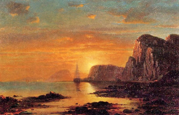 Seascape: Cliffs At Sunset by William Bradford