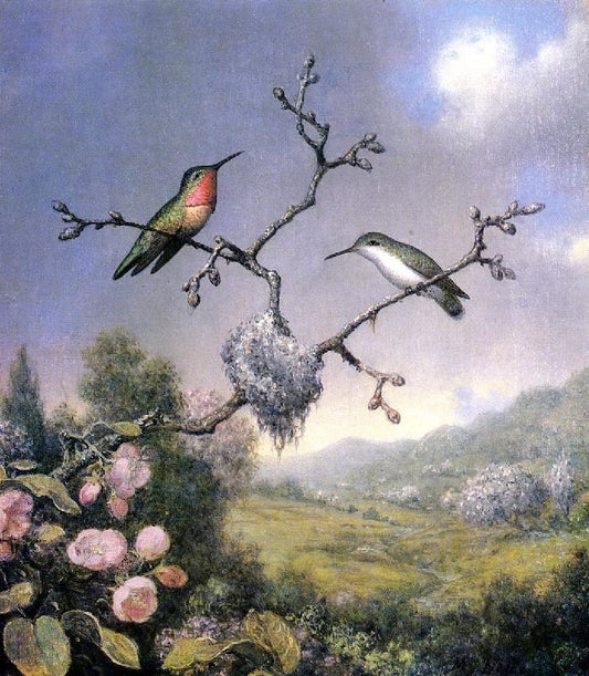 Hummingbirds And Apple Blossoms by Martin Johnson Heade