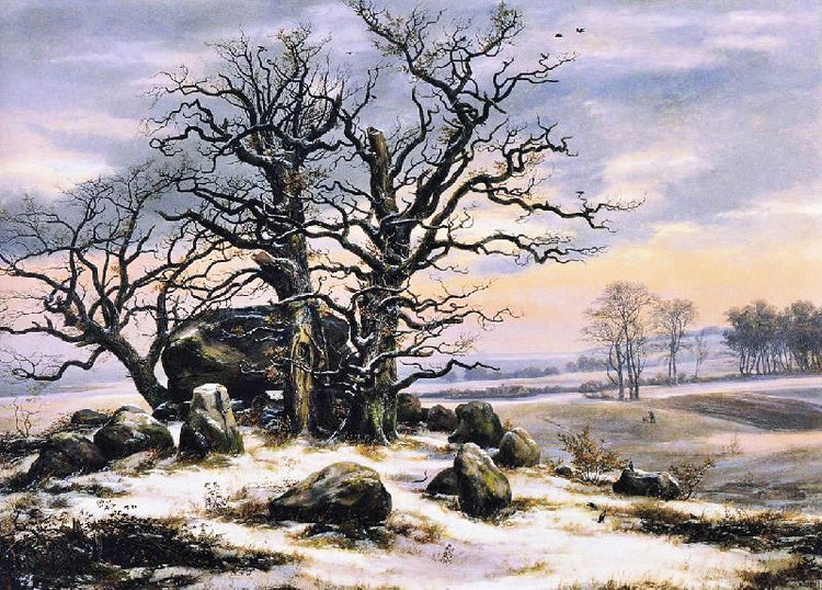 Megalith Grave Near Vordingborg In Winter by Johan Christian (J.C.C.) Dahl
