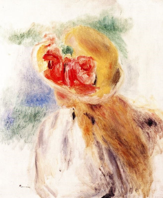 Young Girl In A Flowered Hat by Pierre Auguste Renoir