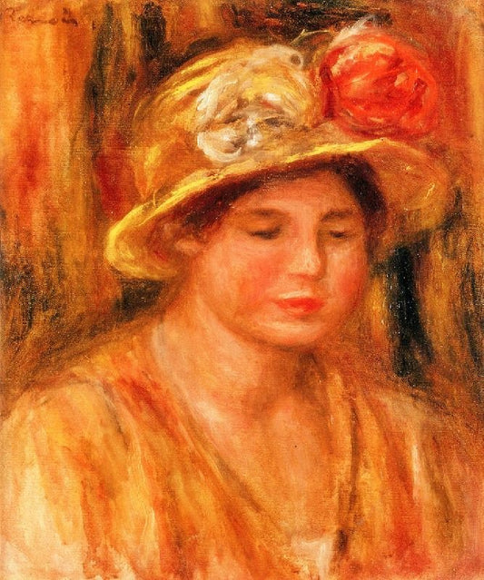 Woman In A Flowered Hat by Pierre Auguste Renoir