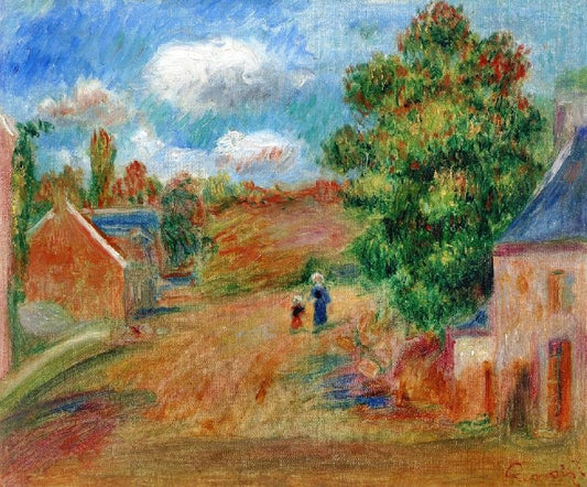 Landscape, Entrance To The Village With Woman And Child by Pierre Auguste Renoir