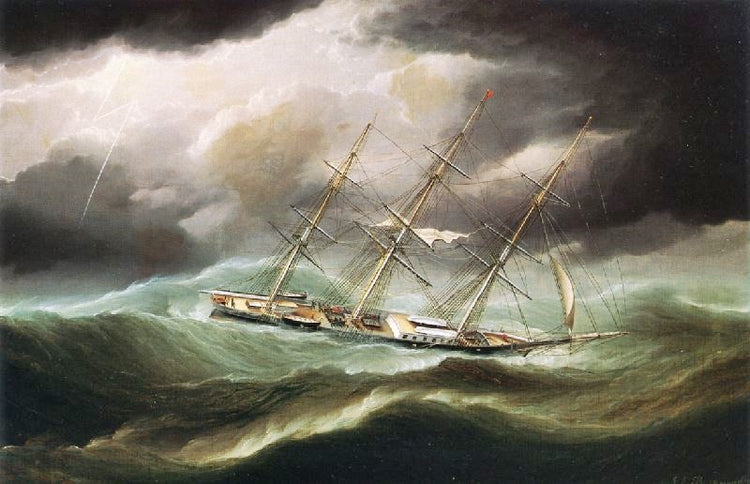 Clipper Ship In Heavy Seas by James E. Buttersworth