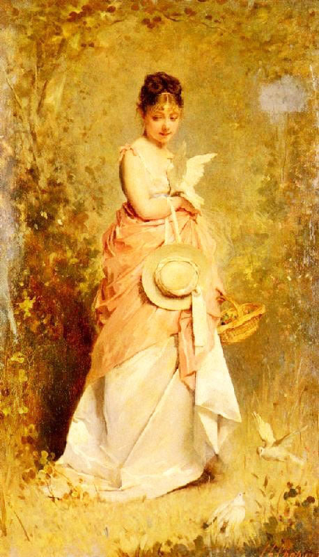 Girl With Doves by Charles Chaplin