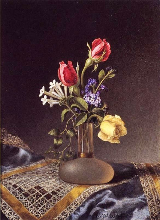 Flowers In A Frosted Vase by Martin Johnson Heade
