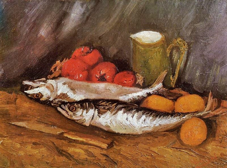 Still Life With Mackerels, Lemons And Tomatoes by Vincent van Gogh