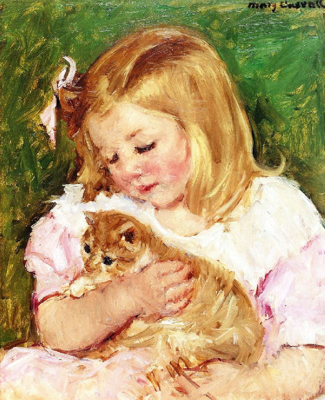 Sara Holding A Cat by Mary Cassatt
